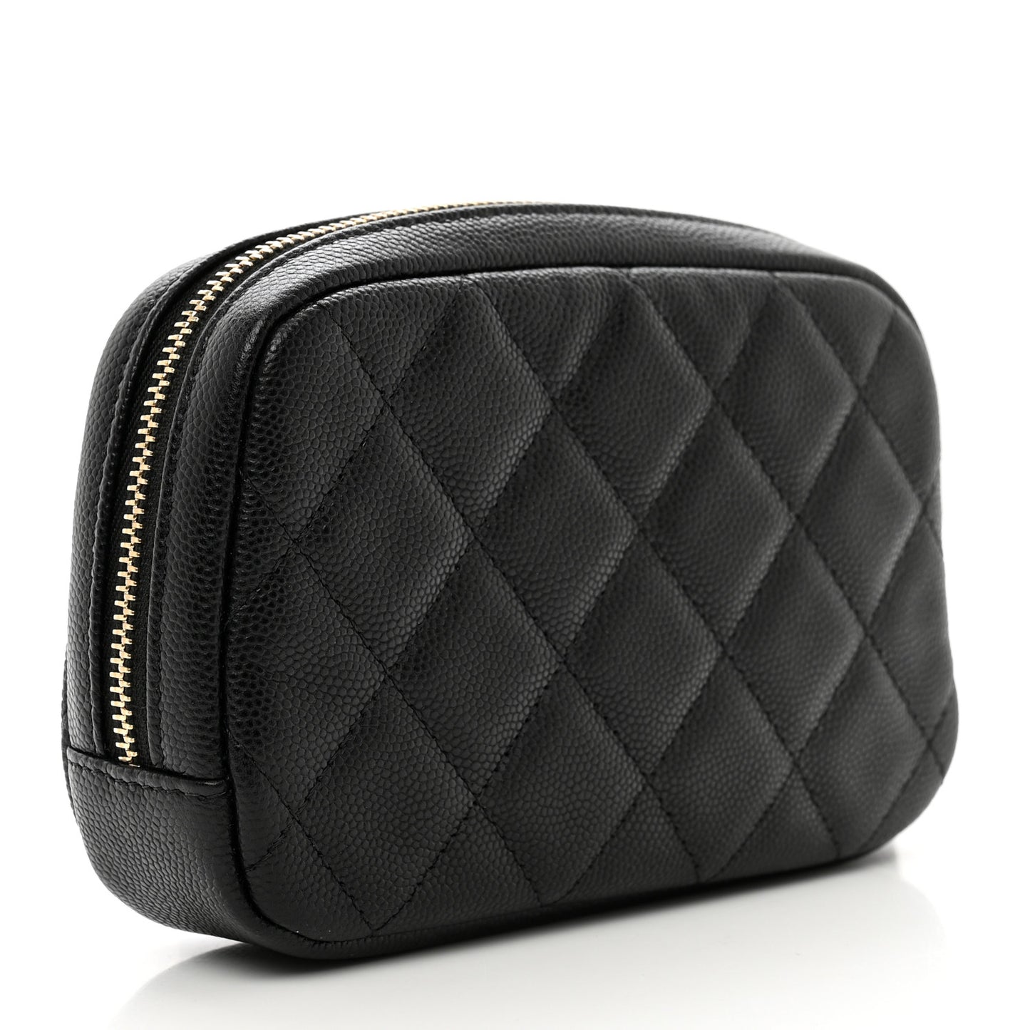 Caviar Quilted Small Curvy Pouch Cosmetic Case Black