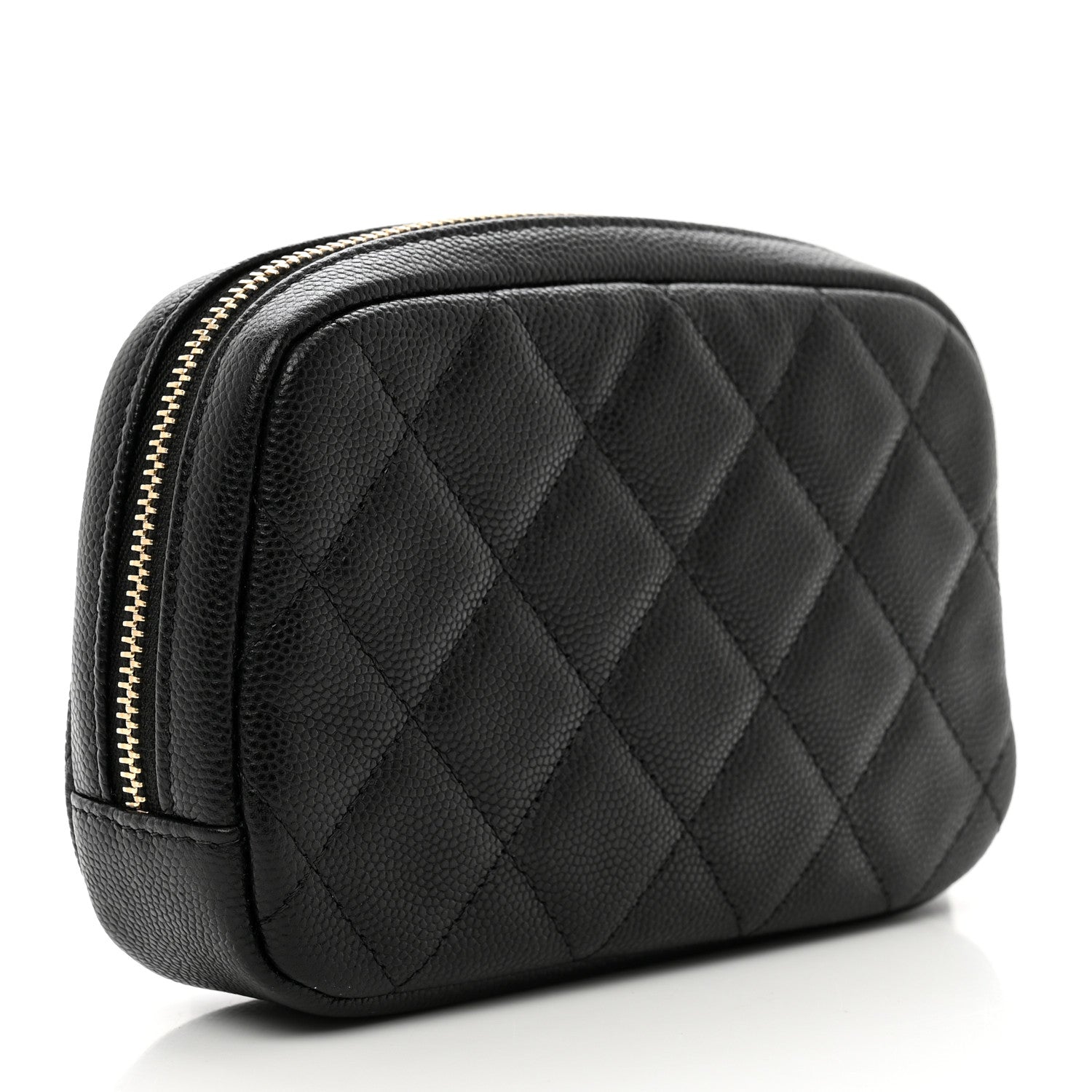 Chanel Caviar Quilted Small Curvy Pouch Cosmetic Case Black 3 of 7