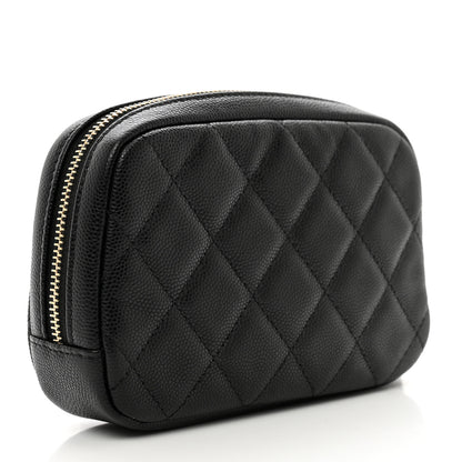 Chanel Caviar Quilted Small Curvy Pouch Cosmetic Case Black 3 of 7