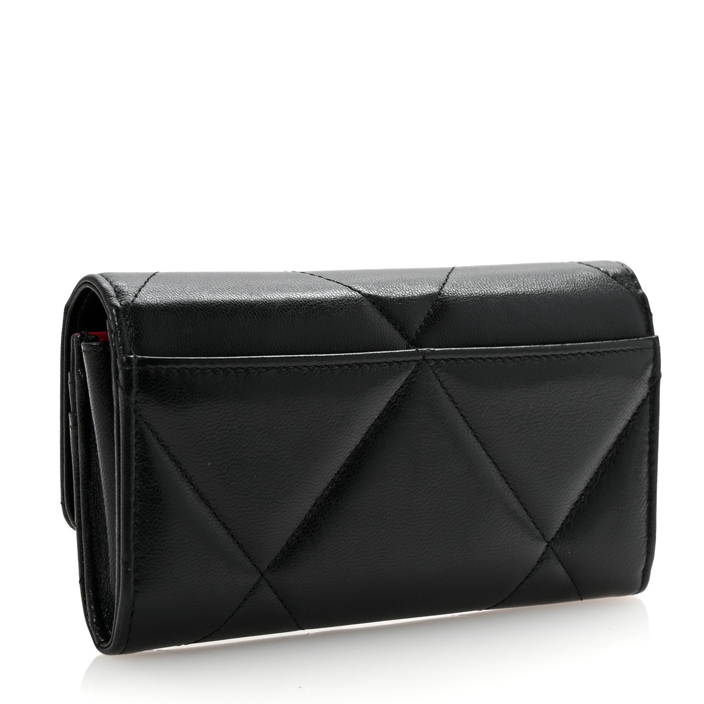 Lambskin Quilted Chanel 19 Flap Wallet Black