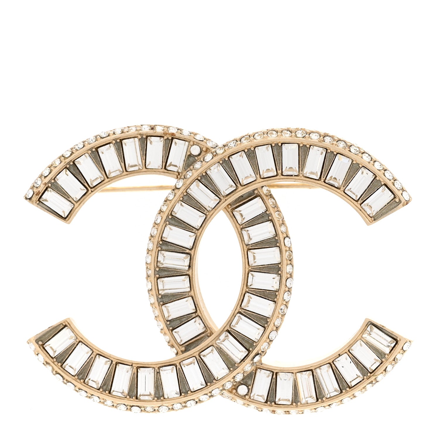Chanel Baguette Crystal CC Brooch Gold 1 of 8