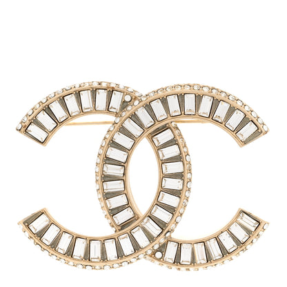Chanel Baguette Crystal CC Brooch Gold 1 of 8