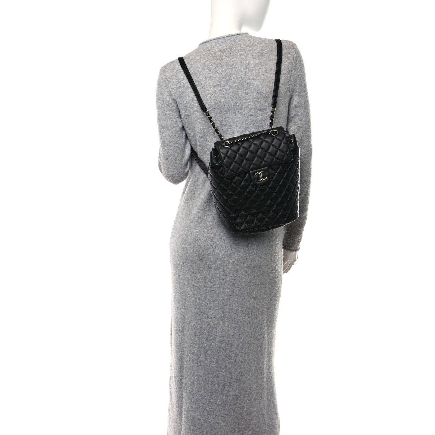 Lambskin Quilted Small Urban Spirit Backpack Black
