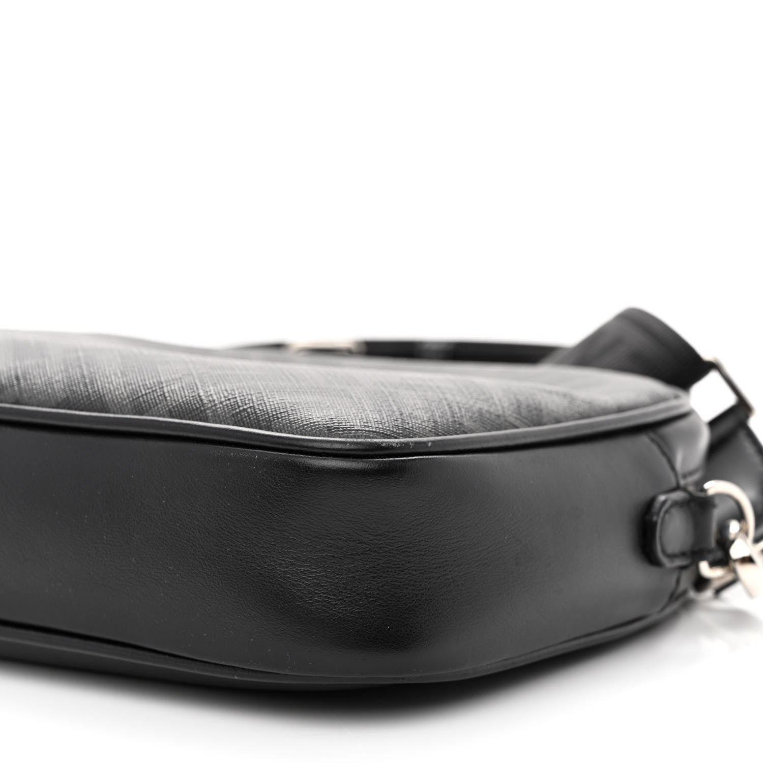 Fendi Shiny Glazed Fabric Vitello Cover FF 1974 Logo Medium Camera Case Black 10 of 10