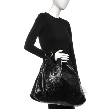 Gucci Python Large Horsebit Chain Hobo Black 2 of 6