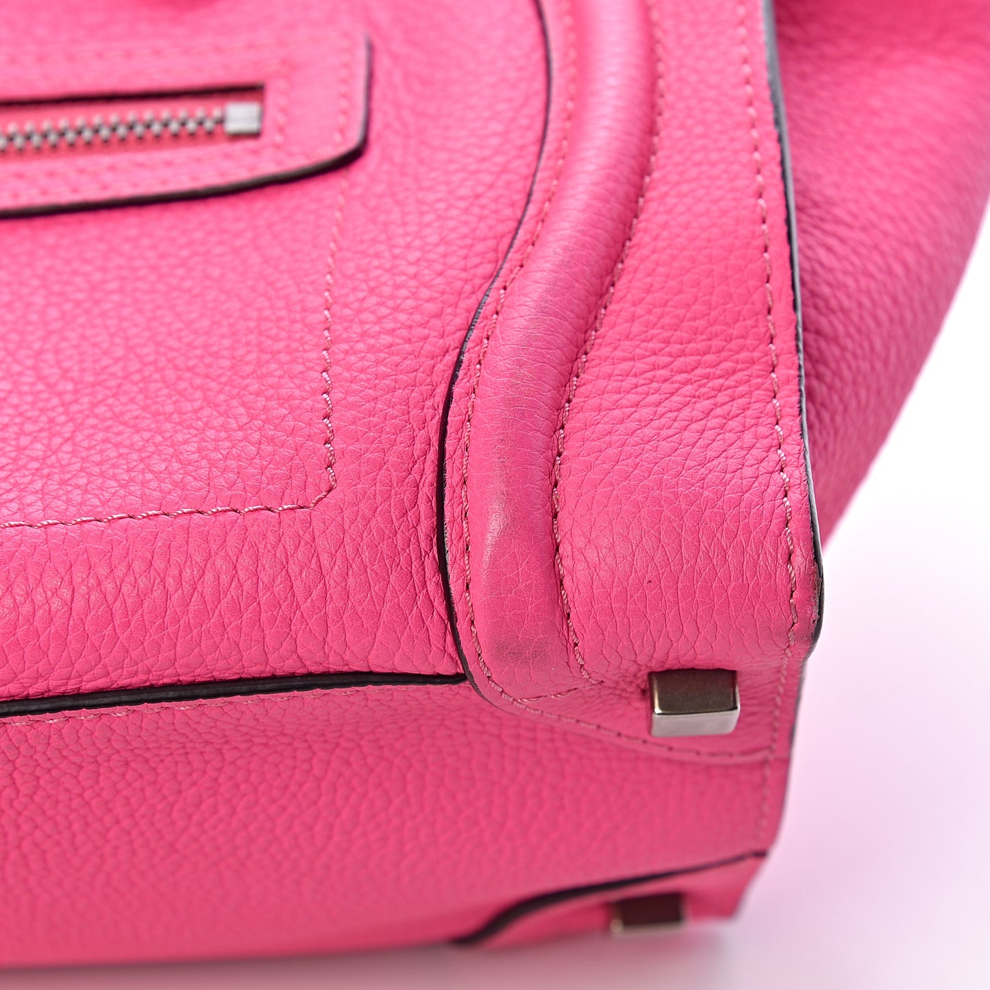Drummed Calfskin Micro Luggage Fluo Pink