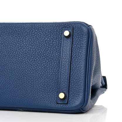 Hermes Taurillon Clemence Birkin 30 Bleu Agate 10 of 17