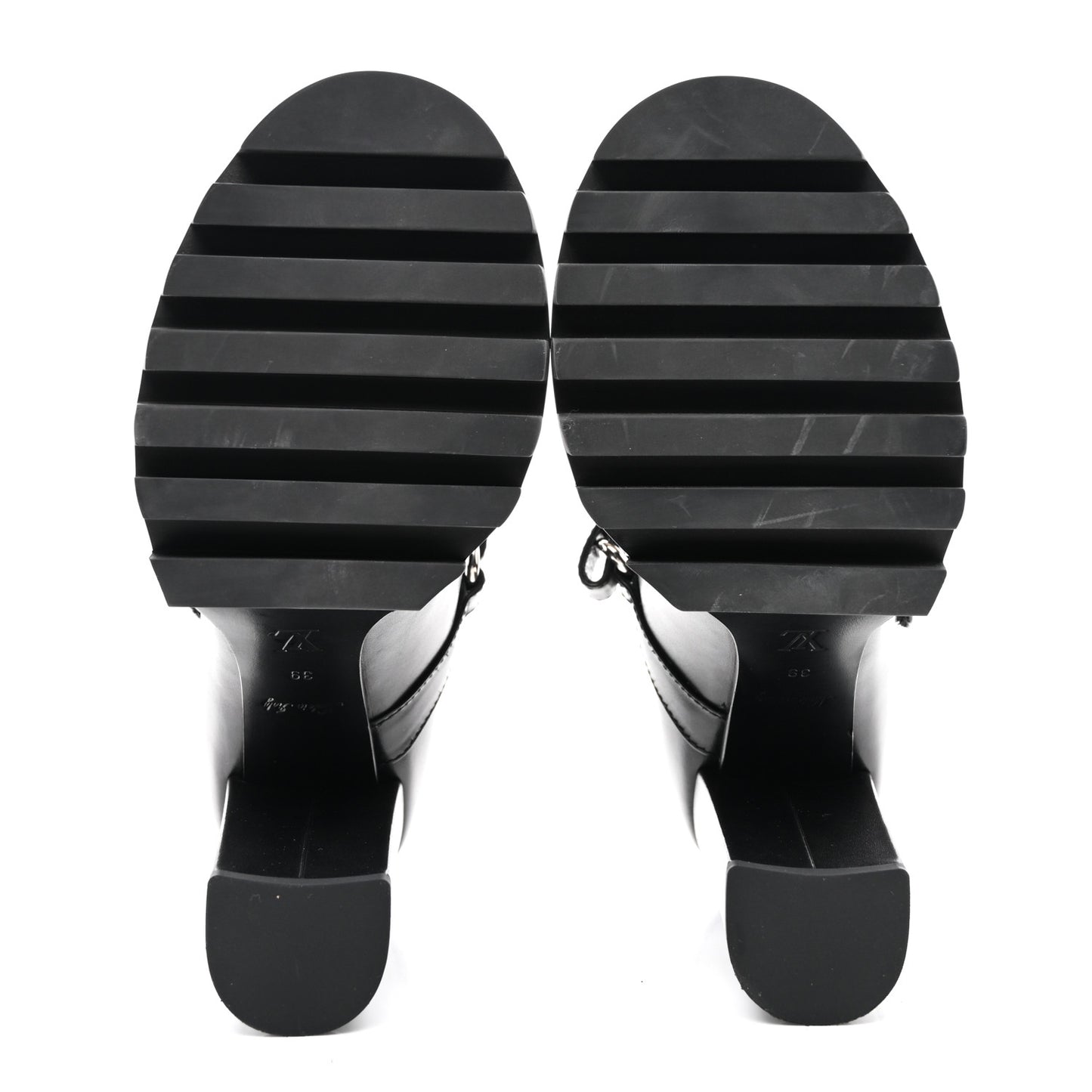Calfskin Star Trail Ankle Pumps 39 Black