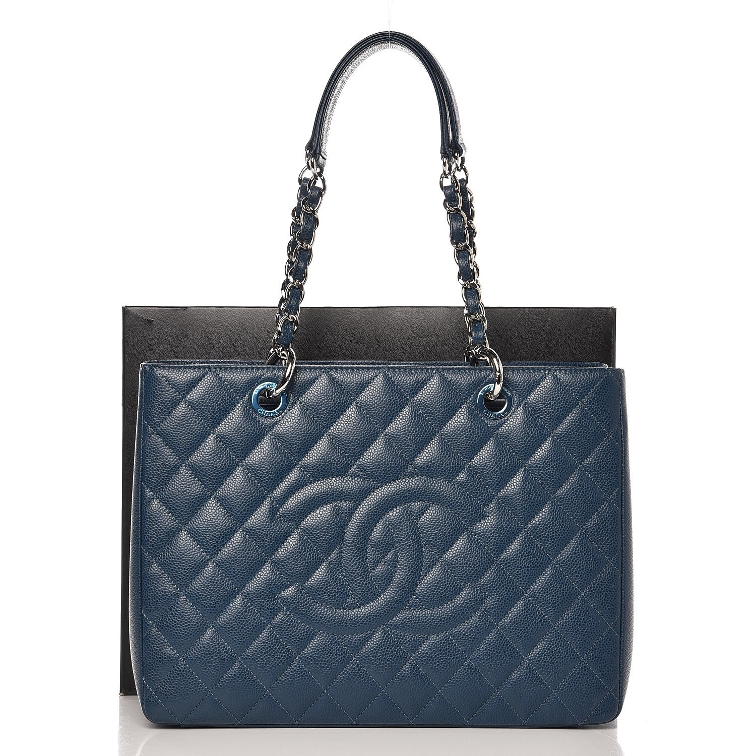 Chanel Caviar Quilted Grand Shopping Tote GST Dark Blue 8 of 8