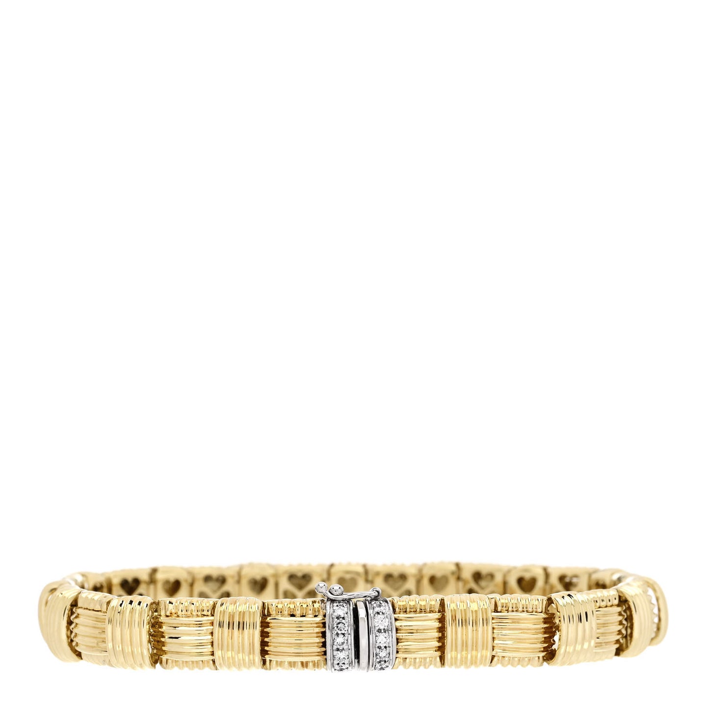18K Yellow White Gold Diamond Appassionata Basket Weave Bracelet