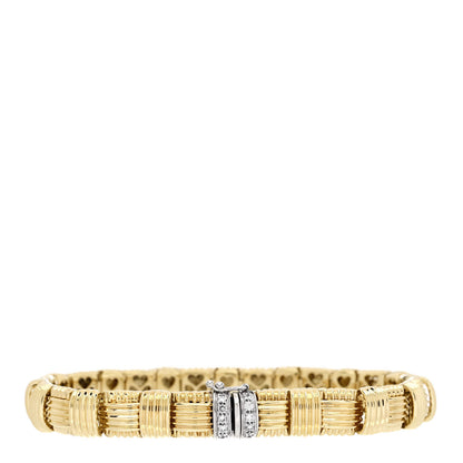 Roberto Coin 18K Yellow White Gold Diamond Appassionata Basket Weave Bracelet 2 of 3
