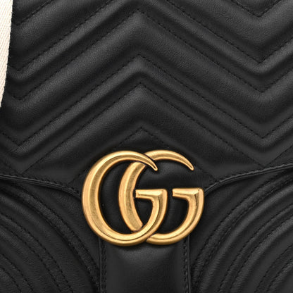Gucci Calfskin Matelasse Sylvie Web Small GG Marmont Top Handle Shoulder Bag Black 8 of 16