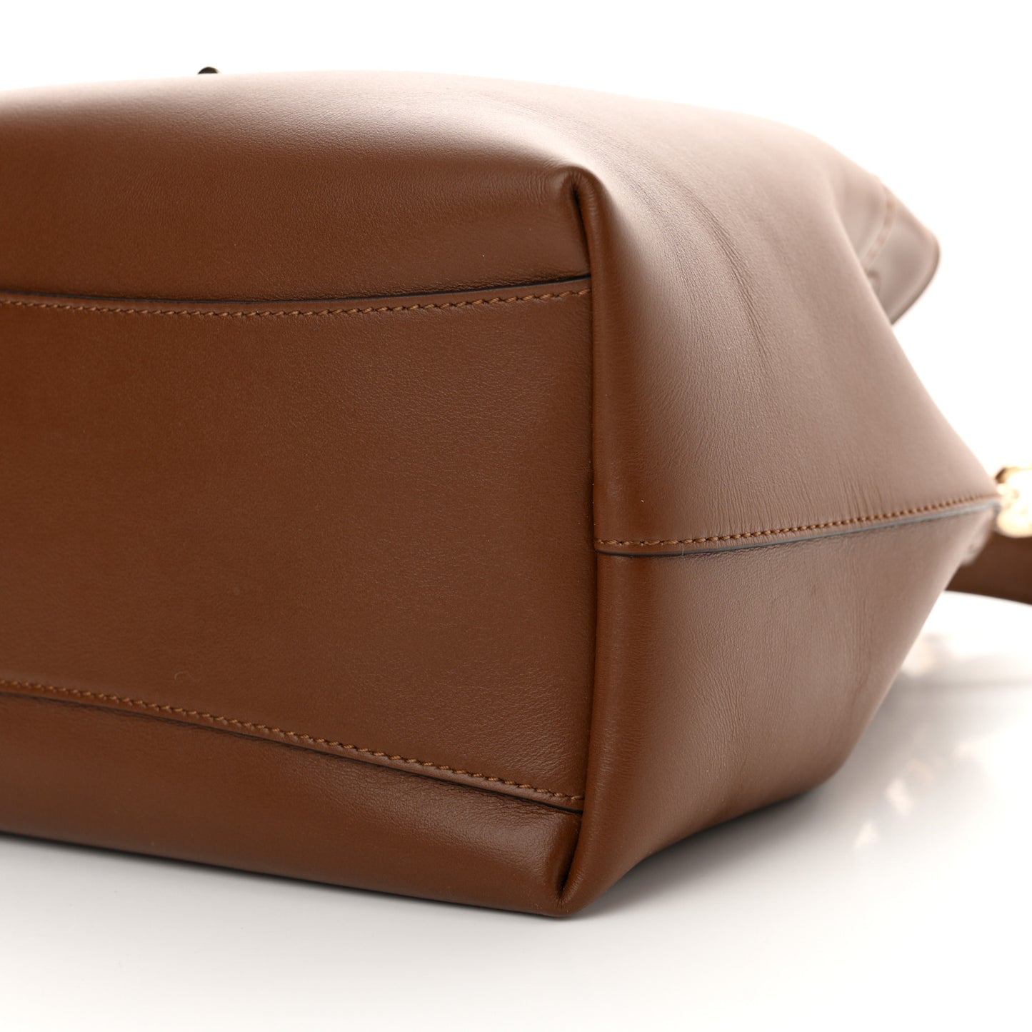 Smooth Shiny Calfskin Bon Bon Bucket Bag Dark Tan