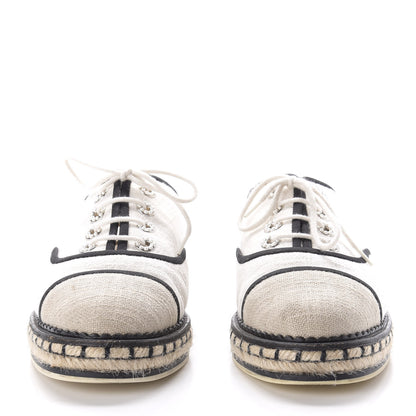 Chanel Cotton Lace Up Espadrilles 39 Light Beige 2 of 11