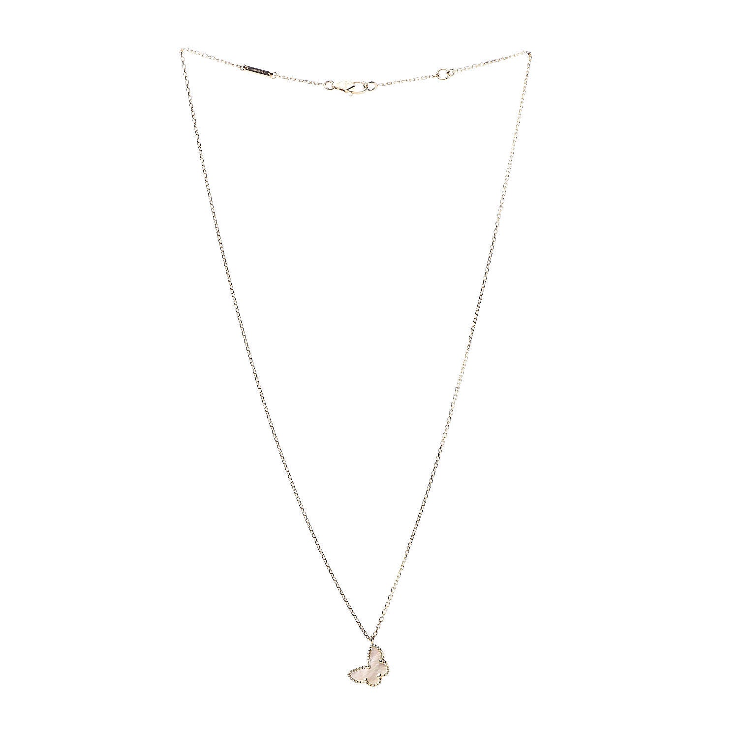 Van Cleef & Arpels 18K Yellow Gold Mother of Pearl Sweet Alhambra Butterfly Pendant Necklace 3 of 7