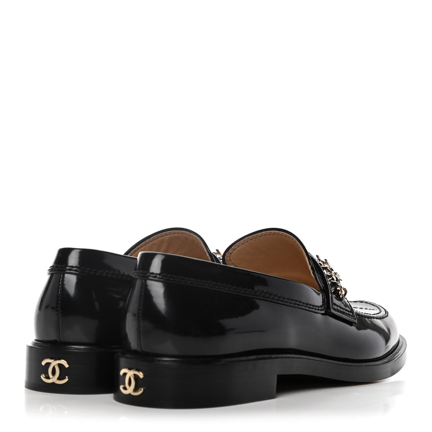 Chanel Shiny Calfskin Logo Loafers 40.5 Black 4 of 16