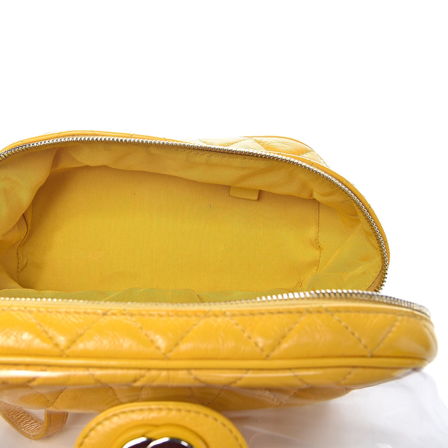 Crumpled Calfskin PVC Quilted Backpack Yellow