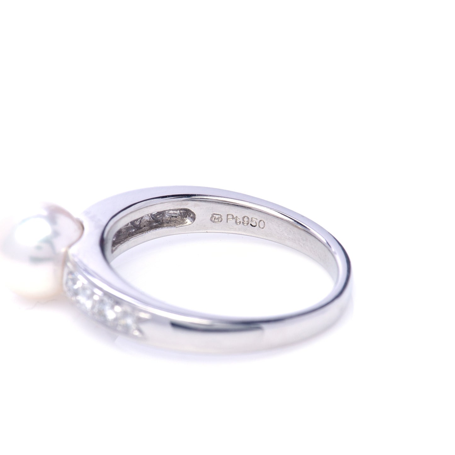 Platinum Diamond Akoya Pearl 7mm Ring 50 5.25