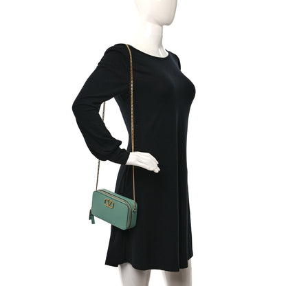 Valentino Garavani Grained Calfskin VLogo Zip Crossbody Light Green 2 of 9