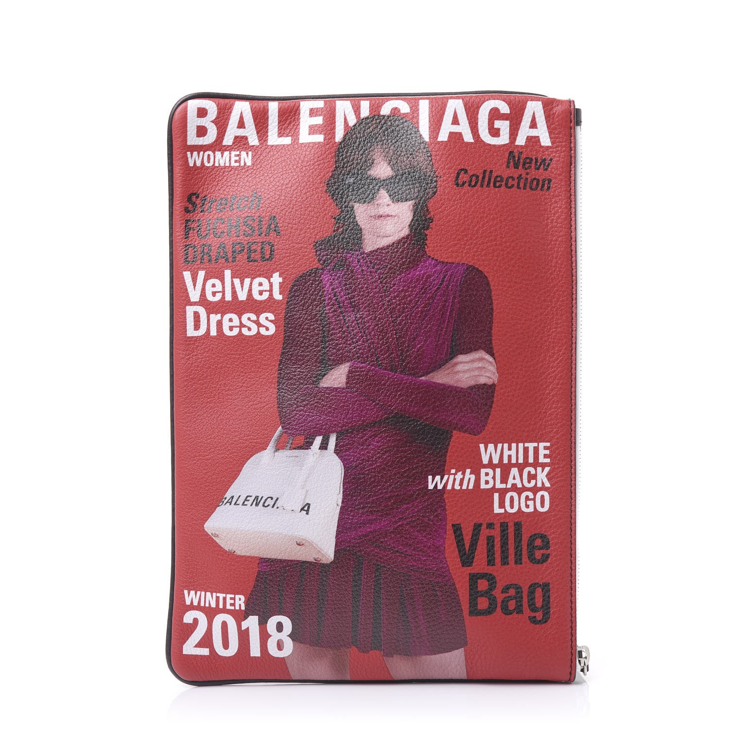 Balenciaga Grained Calfskin Supermarket Magazine Zipper Pouch Multicolor 1 of 8