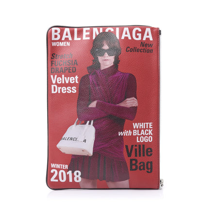Balenciaga Grained Calfskin Supermarket Magazine Zipper Pouch Multicolor 1 of 8