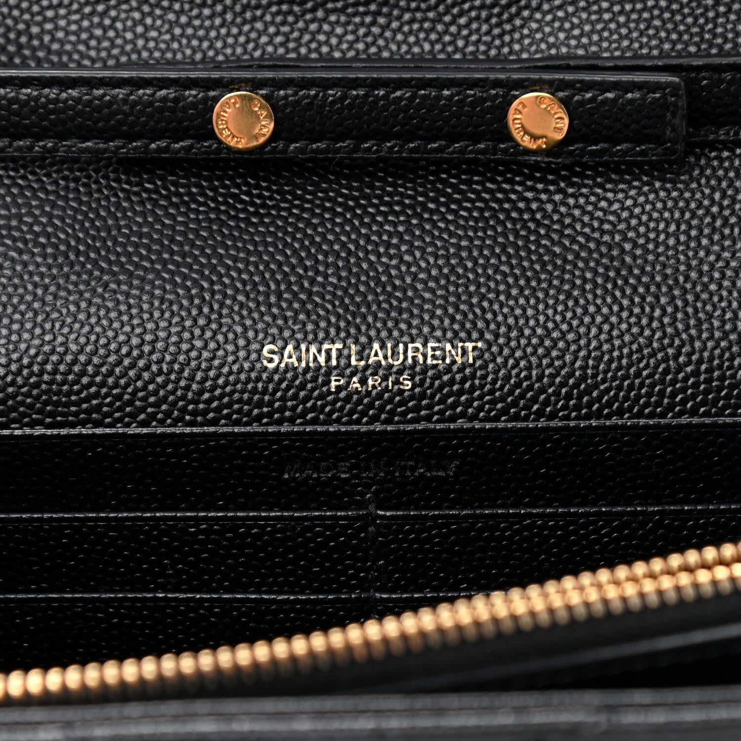 Saint Laurent Grain De Poudre Matelasse Chevron Monogram Chain Wallet Black 6 of 13