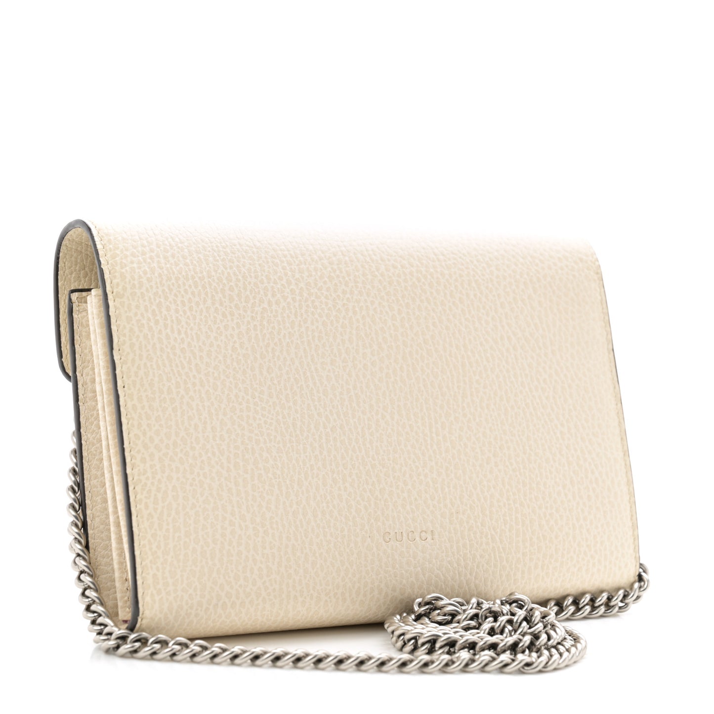 Dollar Calfskin Mini Dionysus Chain Wallet Mystic White