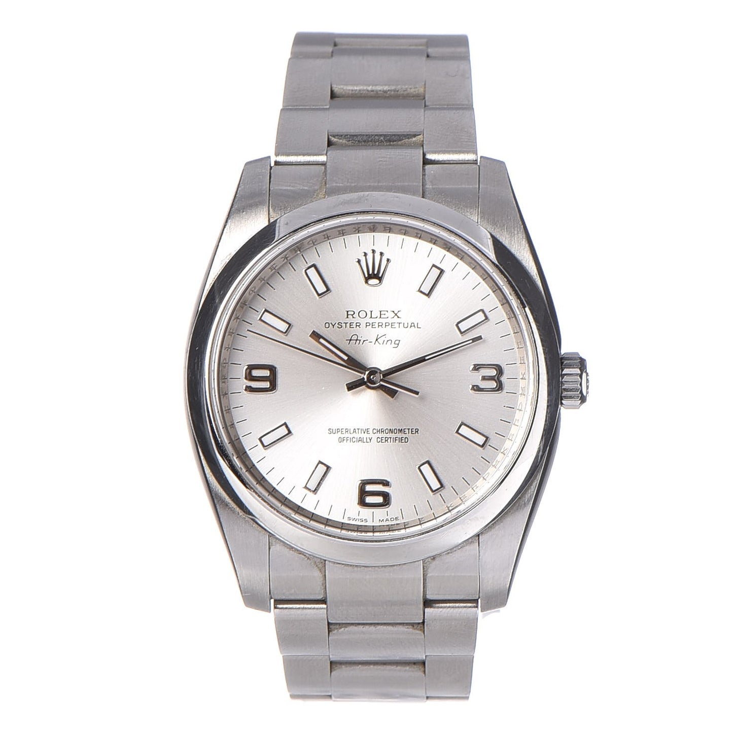 Stainless Steel 34mm Oyster Perpetual Air-King Watch Silver 114200