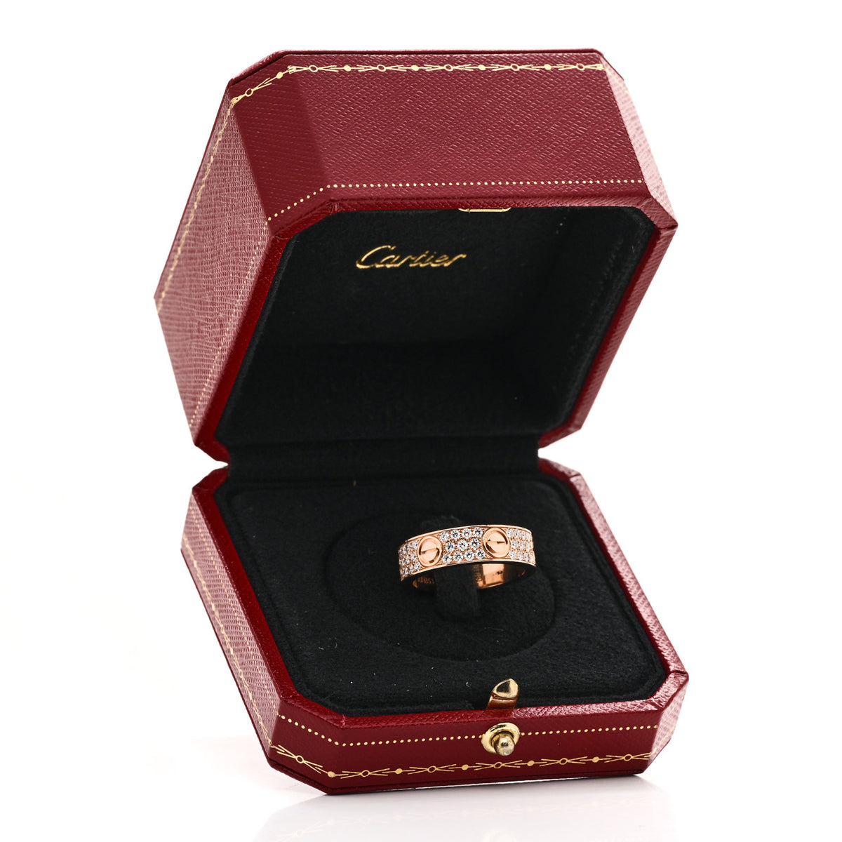 Cartier 18K Pink Gold Diamond 6.5mm LOVE Paved Ring 60 9 5 of 5