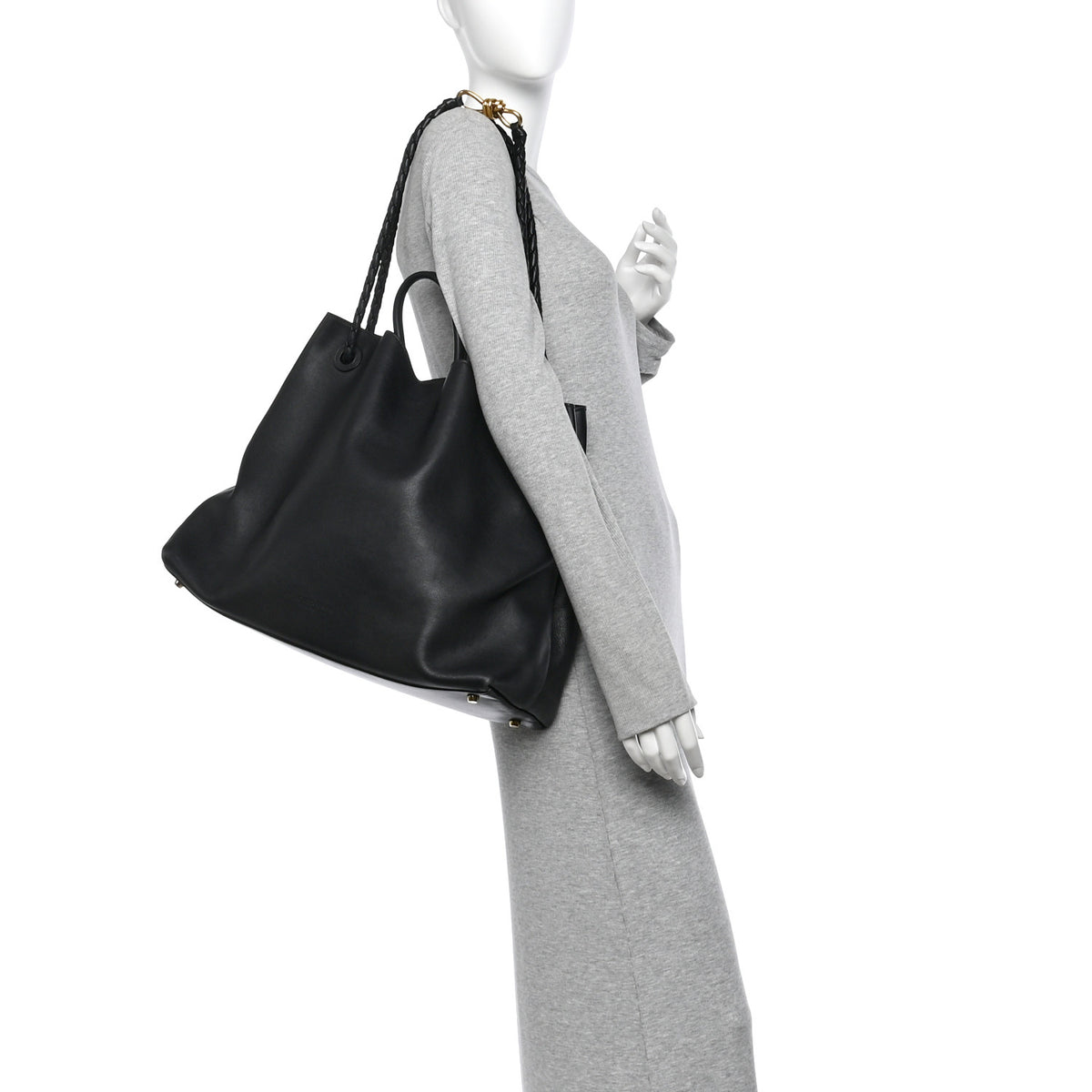 Silky Calfskin Large Andiamo Shoulder Bag Black