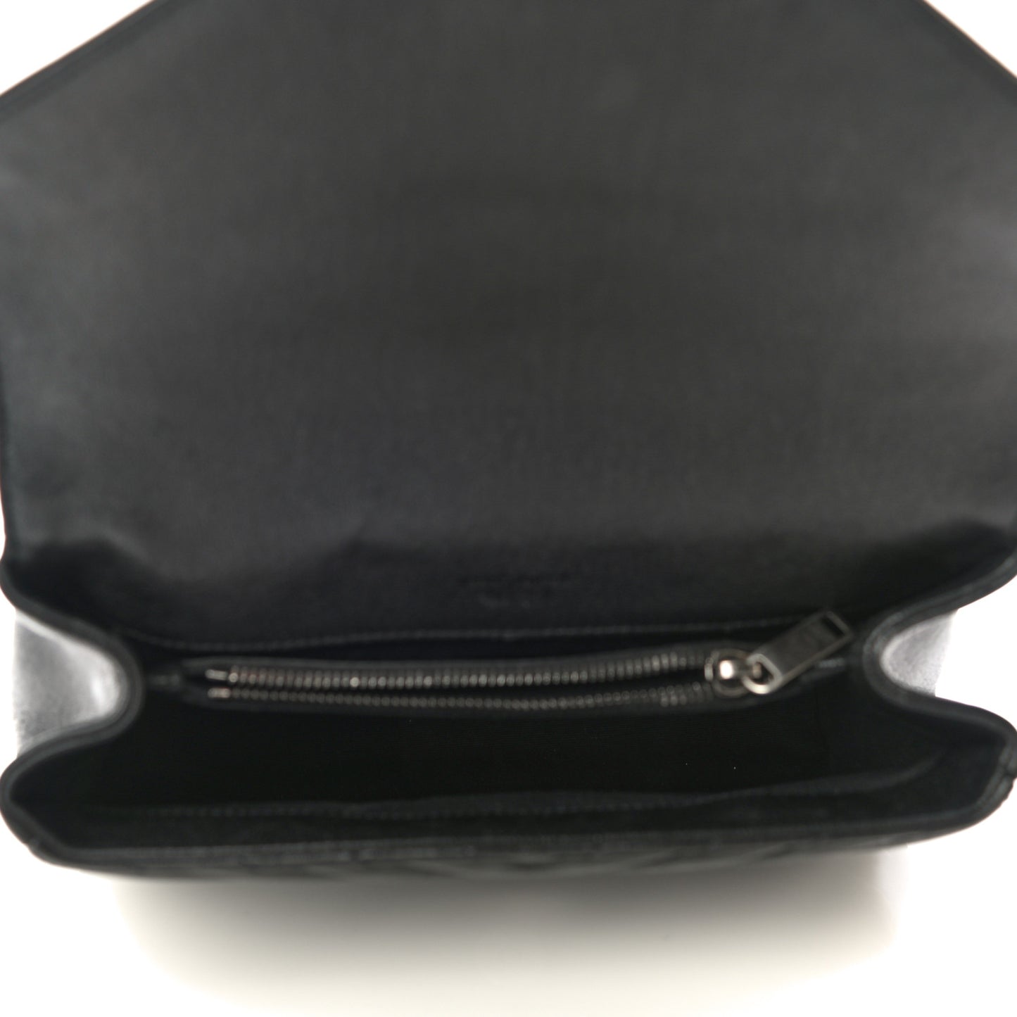 Sheepskin Matelasse Chevron Monogram Medium College Bag Black