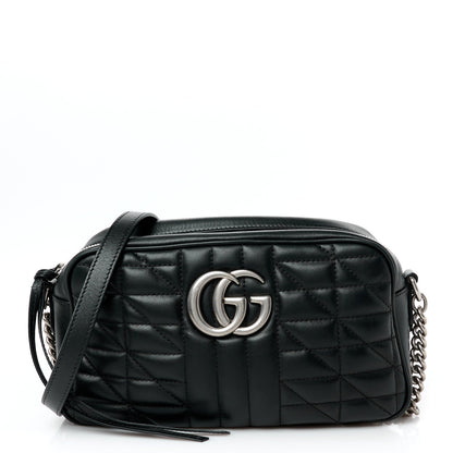 Gucci Calfskin Matelasse Aria Small GG Marmont Chain Shoulder Bag Black 1 of 10