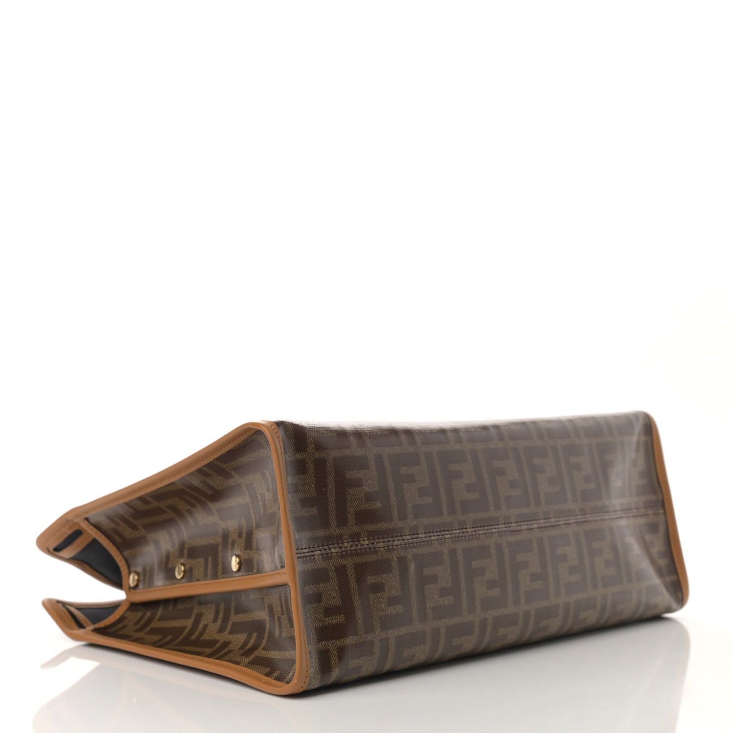 Fendi Glazed Fabric Vitello Century FF 1974 Stamp Patch Medium Peekaboo Defender Cover Mogano Panna Caramello 9 of 11