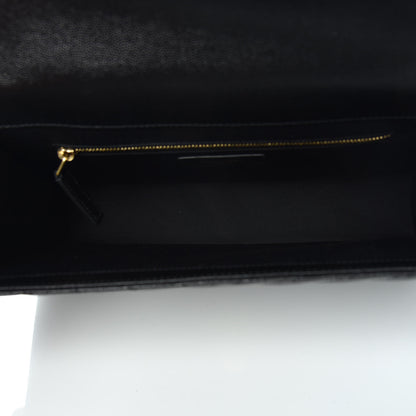 Saint Laurent Grain De Poudre Matelasse Chevron Large Monogram Satchel Black 7 of 10
