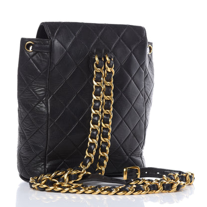 Chanel Lambskin Quilted Drawstring Backpack Black 4 of 18