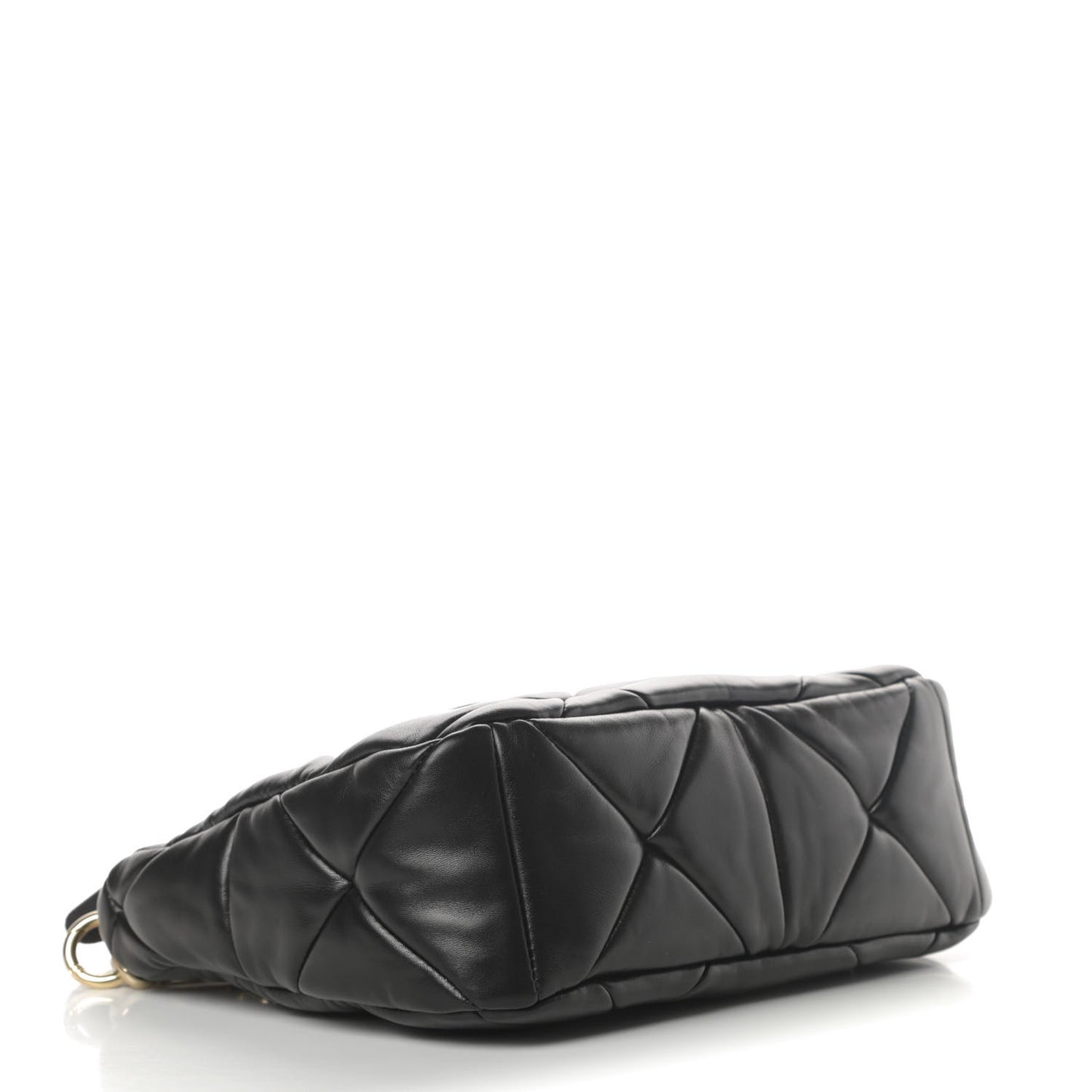 Nappa Re-Nylon Triangle Quilted Patchwork System Shoulder Bag Black