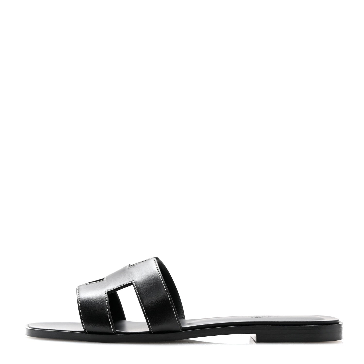 Hermes Box Calfskin Oran Sandals 39 Black 1 of 10