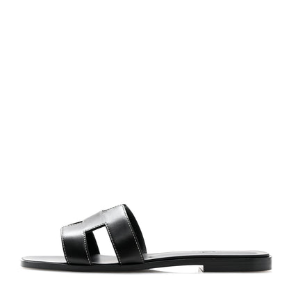 Hermes Box Calfskin Oran Sandals 39 Black 1 of 10