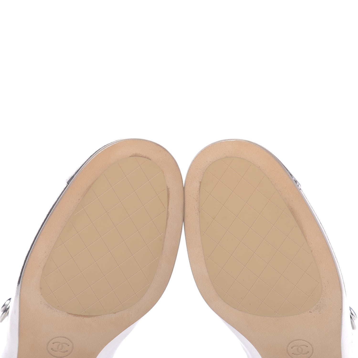 Chanel Laminated Goatskin Cap Toe Ballerina Flats 35.5 Silver 9 of 10