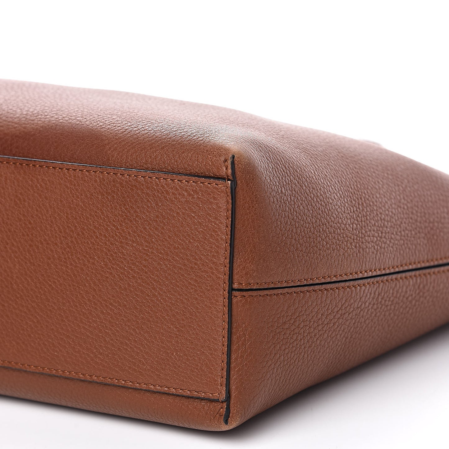 Grained Calfskin Small Rockstud Shoulder Tote Bright Cognac