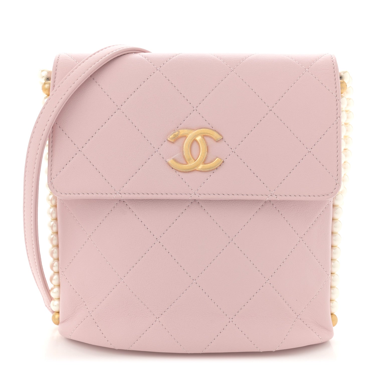 Chanel Calfskin Quilted Pearl Small About Pearls Hobo Bag Light Pink 1 of 13