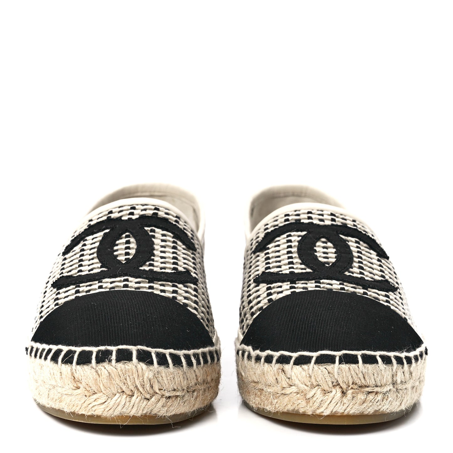 Mesh Grosgrain CC Espadrilles 39 Beige Black