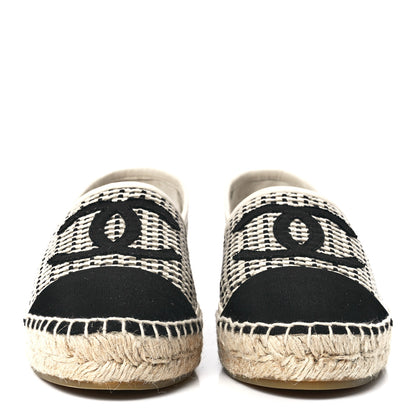 Chanel Mesh Grosgrain CC Espadrilles 39 Beige Black 2 of 9