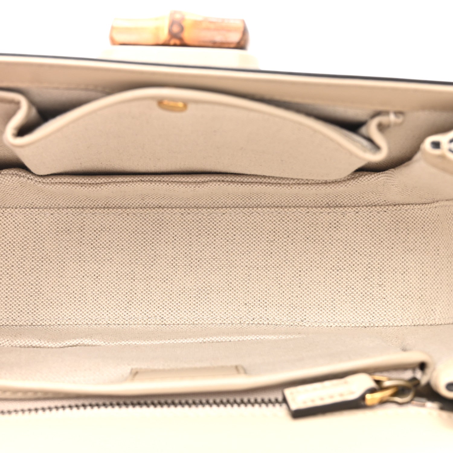 Gucci Boarded Dyana Lux Calfskin Web Small Bamboo 1947 Top Handle Bag Oatmeal 6 of 11