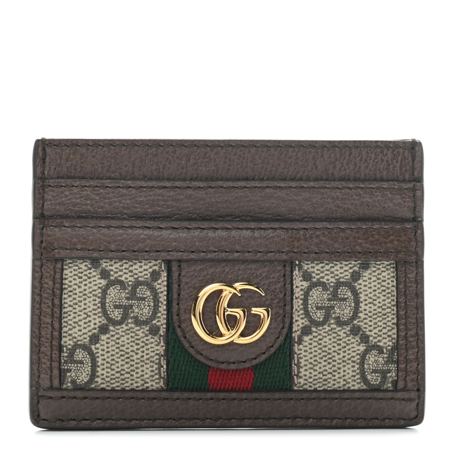 GG Supreme Monogram Ophidia Card Holder Brown