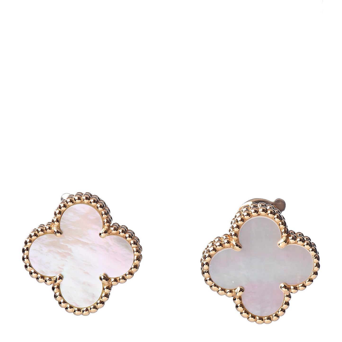 18K Yellow Gold Mother of Pearl Vintage Alhambra Earrings