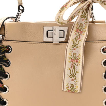 Fendi Nappa Ribbon Lace Up Mini Peekaboo Iconic Satchel Beige 8 of 10