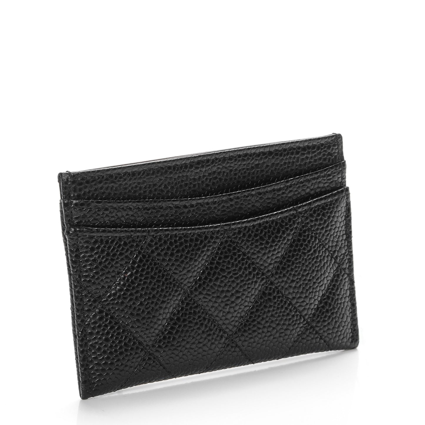 Caviar Quilted Card Holder Black