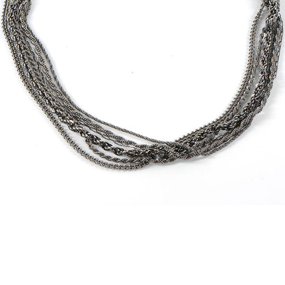 Chanel Crystal Ruthenium Layered Chain CC Necklace 1 of 7