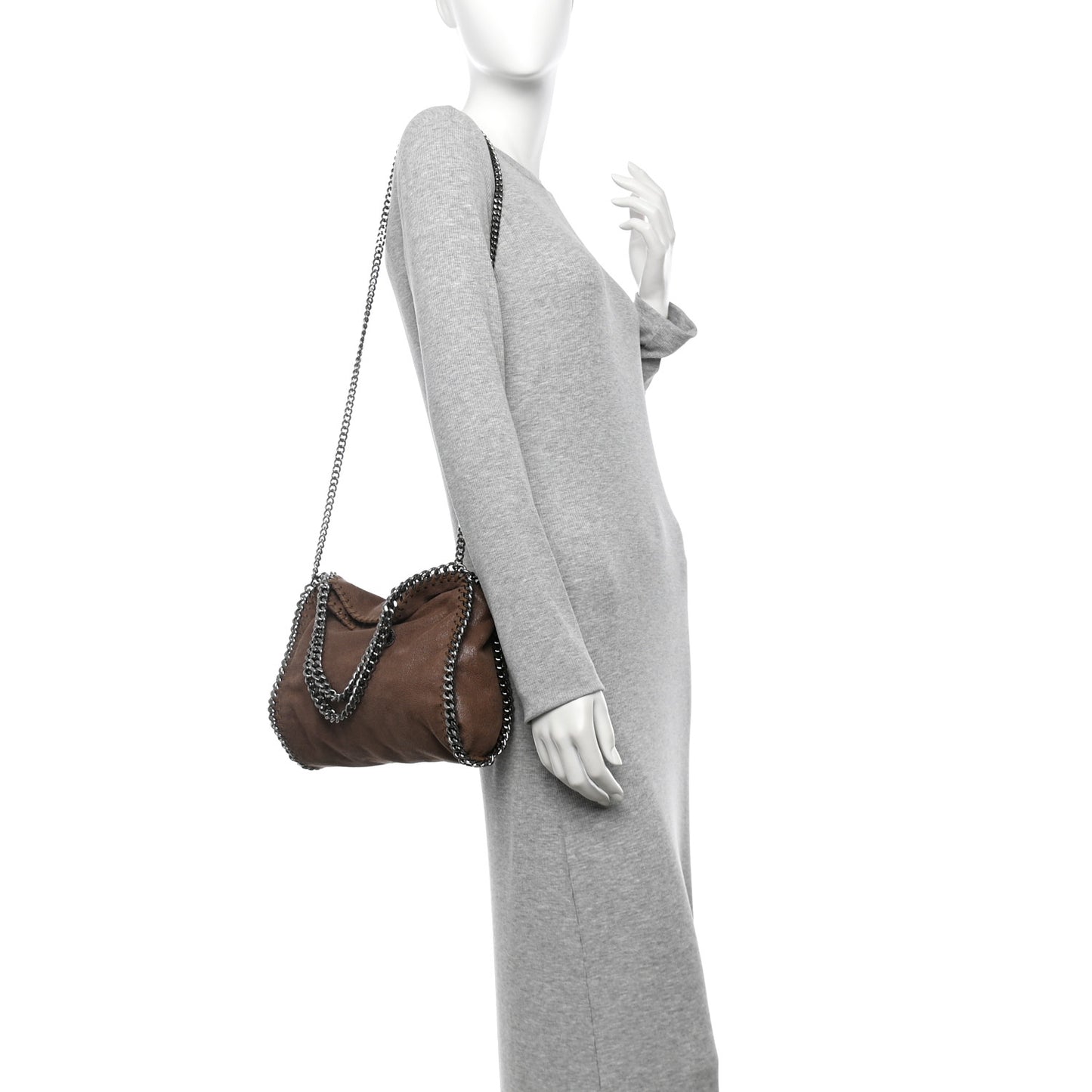 Shaggy Deer Mini Falabella Fold Over Tote Brown